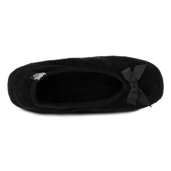 Isotoner® Ladies Terry Ballerina Slippers Black Extra Image 4
